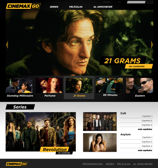 Cinemax Go Home Page